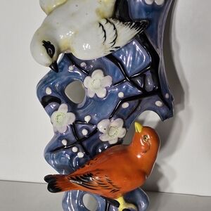 Source Unknown Ceramic Bird Art - White and Orange